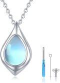 wholesale 925 Sterling Silver Teardrop Blue Opal Cremation Jewelry Keepsake Pendant Necklace with Funnel and Fill Tool for Ashes Memorial Gifts for Men & Women-0-0