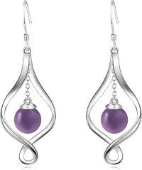 wholesale 14K Gold Celtic Pearls Drop Dangle Hook Earrings with Swirls and Butterflies-Silver Amethyst earrings