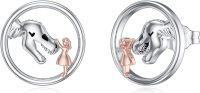 wholesale 925 Sterling Silver Dinosaur Girl Stud Hoop Earrings-dinosaur-4