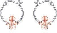 wholesale 925 Sterling Silver Rose Gold Plated Octopus Hoop Earrings for Women Girls  48mm Diameter-Octopus