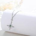 wholesale 925 Sterling Silver Green Moonglow Star Pendant Necklace for Women and Girls-0-1