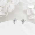 wholesale 925 Sterling Silver Purple Crystal Heart Infinity Cross Stud Earrings for Women Girls Christian  4367-0-4