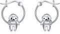 wholesale 925 Sterling Silver Hypoallergenic Cute Sloth Charm Hoop Earrings for Girls and Women - Christmas Gift Ideas-0-0