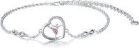 wholesale 925 Sterling Silver Crystal Ballerina Bracelet - Austrian Dancing Girl Jewelry-Pink