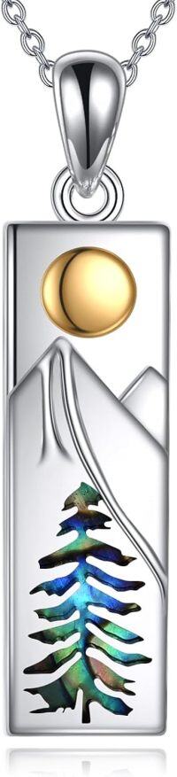 wholesale 925 Sterling Silver & Hypoallergenic Mountain Pendant Necklace for Women - 28mm Nature Jewelry Gift for Skiers Hikers Campers - 18+2 Chain-Silver-Mountain Nature Necklace