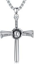 wholesale 925 Sterling Silver Baseball Cross Pendant Necklace  for Men & Women-0-0