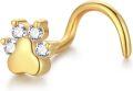 wholesale Gold Paw Print Cubic Zirconia Nose Ring for Women and Men (20 Gauge)-0-0