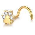 wholesale 14k Gold Cat Paw Nose Stud With Clear Stones-0-0