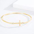 wholesale 925 Sterling Silver Rose Gold Plated Infinity Cross Bangle Bracelet for Women - Christian Religious s-0-7