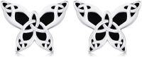 wholesale 925 Sterling Silver Celtic Knot Black Enamel Butterfly Stud Earrings for Women-A02-Silver