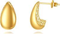 wholesale 14K Solid Teardrop Filigree Stud Earrings for Women Trendy s-Waterdrop