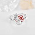 wholesale Sterling Silver Red Stone Cute Mushroom Frog Ring Adjustable Funny Jewelry Gift-0-1