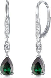 wholesale 925 Sterling Silver Austrian Crystal Pear Shaped Teardrop Dangle Earrings 0.98 Gift-05-emerald-May