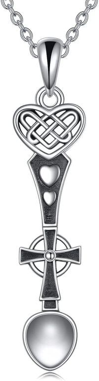 wholesale 925 Sterling Silver Celtic Heart Cross Pendant Necklace-Spoon Cross