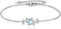wholesale 925 Sterling Silver Moonstone Butterfly & Leaves Charm Bracelet for Women-0-0