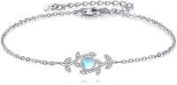wholesale 925 Sterling Silver Moonstone Butterfly & Leaves Charm Bracelet for Women-Leaf Bracelet