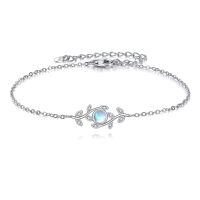wholesale 925 Sterling Silver Moonstone Butterfly & Leaves Charm Bracelet for Women-Leaf Bracelet