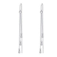 wholesale 925 Sterling Silver Teardrop Chain Threader Dangle Earrings for Women-Teardrop