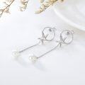 wholesale 925 Sterling Silver Starfish Pearl Drop Earrings with Circle and Chain Design-0-4