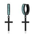 wholesale 925 Sterling Silver Turquoise Inlay Cross Hoop Earrings Wholesale For Men Women-0-0