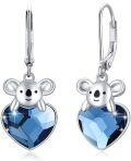 wholesale 925 Sterling Silver Crystal Heart Koala Dangle Earrings-0-0