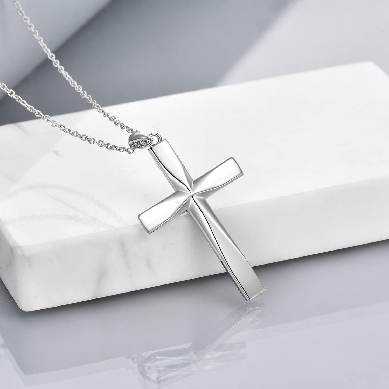 925 Sterling Silver Origami Cross Pendant Necklace - Religious  for Women & Men-0-3