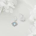 wholesale 925 Sterling Silver Moonstone Lotus Flower Dangle Earrings for Women, Gift Box-0-2