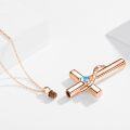 wholesale Rose Gold Plated 925 Sterling Silver with Birthstone Cross Urn Necklace for Ashes – Infinity Engraved 'I Love You Forever' – Cremation Jewelry for Men & Women-0-3