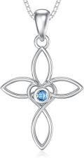 wholesale 925 Sterling Silver Blue Topaz Flower Pendant Necklace for Women Gifts-0-0