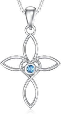 wholesale 925 Sterling Silver Blue Topaz Flower Pendant Necklace for Women Gifts-30