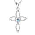 wholesale 925 Sterling Silver Blue Topaz Flower Pendant Necklace Wholesale for Women Gifts-0-0
