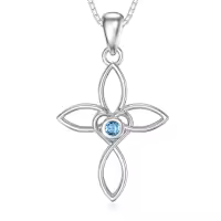 wholesale 925 Sterling Silver Blue Topaz Flower Pendant Necklace Wholesale for Women Gifts-30