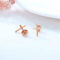 wholesale Rose Gold Diamond Cross Stud Earrings - Religious s for Women and Girls-0-2