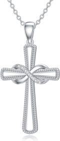 wholesale 925 Sterling Silver Infinity Butterfly Heart Jerusalem Cross Pendant Necklace with Cubic Zirconias for Women-0-0
