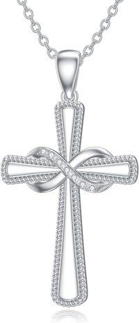 wholesale 925 Sterling Silver Infinity Butterfly Heart Jerusalem Cross Pendant Necklace with Cubic Zirconias for Women-Infinity