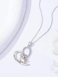 wholesale 925 Sterling Silver Cow Heart Love You Forever Pendant Necklace Gift for Women-0-3