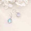 wholesale 925 Sterling Silver Blue Mother of Pearl Drop Earrings with Floral Design-0-3