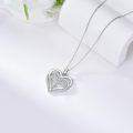 wholesale 925 Sterling Silver Heart Tree Of Life Necklace with Cubic Zirconia Stones and Chain for Women Girls  45cm Length-0-2