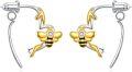 wholesale 925 Sterling Silver Gold Plated Honeybee Dangle Drop Earrings for Women  4cm Long-0-0