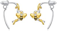 wholesale 925 Sterling Silver Gold Plated Honeybee Dangle Drop Earrings for Women  4cm Long-Bee Earring