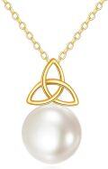 wholesale 14K Gold Pearl Triquetra Pendant Necklace for Women-0-0