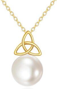 wholesale 14K Gold Pearl Triquetra Pendant Necklace for Women-Celtic Pearl necklace