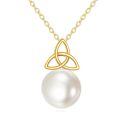 wholesale 14K Gold Pearl Triquetra Pendant Necklace for Women-0-0
