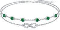 wholesale Sterling Silver Birthstone Women s Anklet Bracelets Infinity Butterfly Evil Eye Turtle Pineapple Starfish Heart-Infinity 05-Emerald-Bracelet 7"-9"