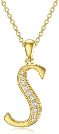 wholesale 14K Gold Moissanite A Z Initial Necklace for Women 16+2 -S