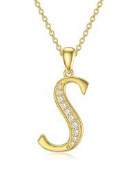 wholesale 14k Yellow Gold Lab Diamond Initial Letter Necklace Wholesale With Chain-S