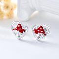wholesale 925 Sterling Silver Mushroom Heart Stud Earrings for Women Gift Ideas-0-2