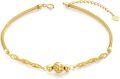 wholesale 18K Gold Solid Italian Chain Ankle Anklet with Beads and Twisted Links - Adjustable Size for Women's Footwear Accessories-0-0