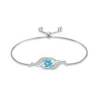 wholesale 925 Sterling Silver Birthstone Dainty Infinity Bracelet for Women-12-Dec.-Turquoise