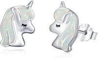 wholesale 925 Sterling Silver Opal Unicorn Stud Earrings for Girls Women Kids  8mm x 7mm-Unicorn Earrings